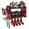 3 Tier Wall Mounted Power Tool Organizer Rack Matte Red with 4 Drill Slots Adjustable Shelf Pegboard Sides